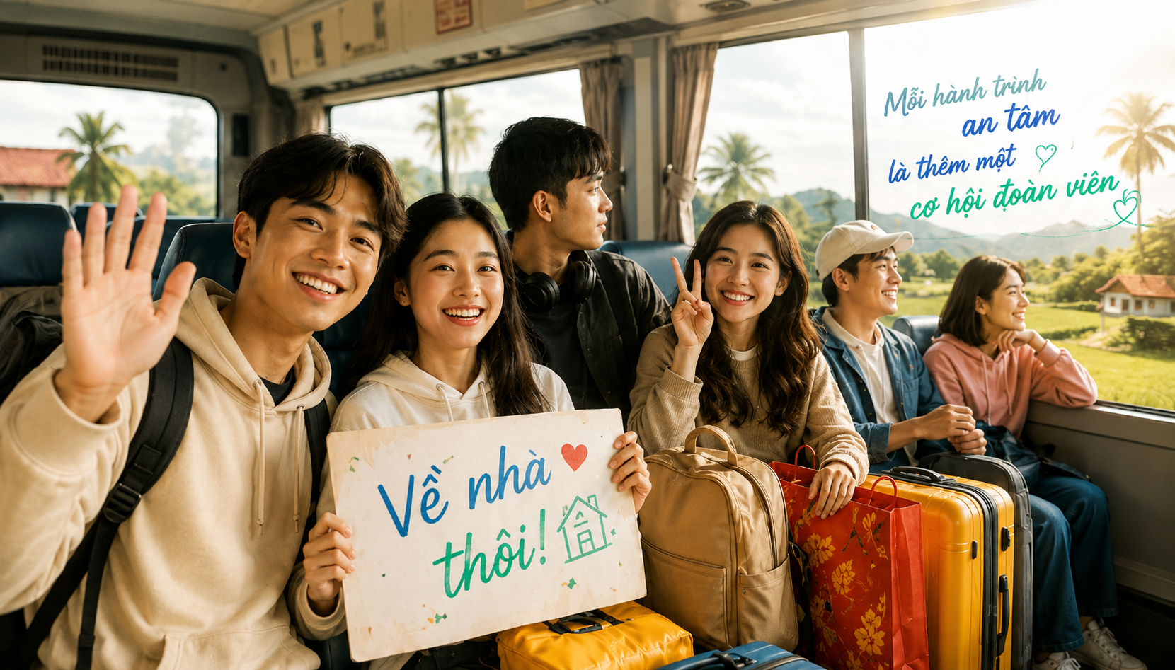 Sinh viên trên chuyến xe về quê
