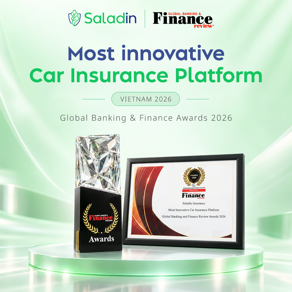 Saladin named Most Innovative Car Insurance Platform in Vietnam at Global Banking & Finance Awards 2026