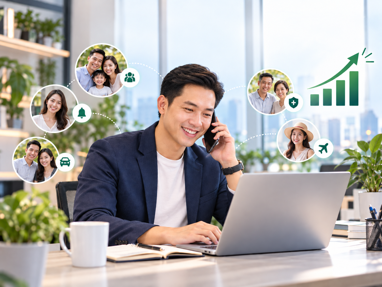 Tư vấn viên trao đổi với khách hàng tại đại lý ô tô